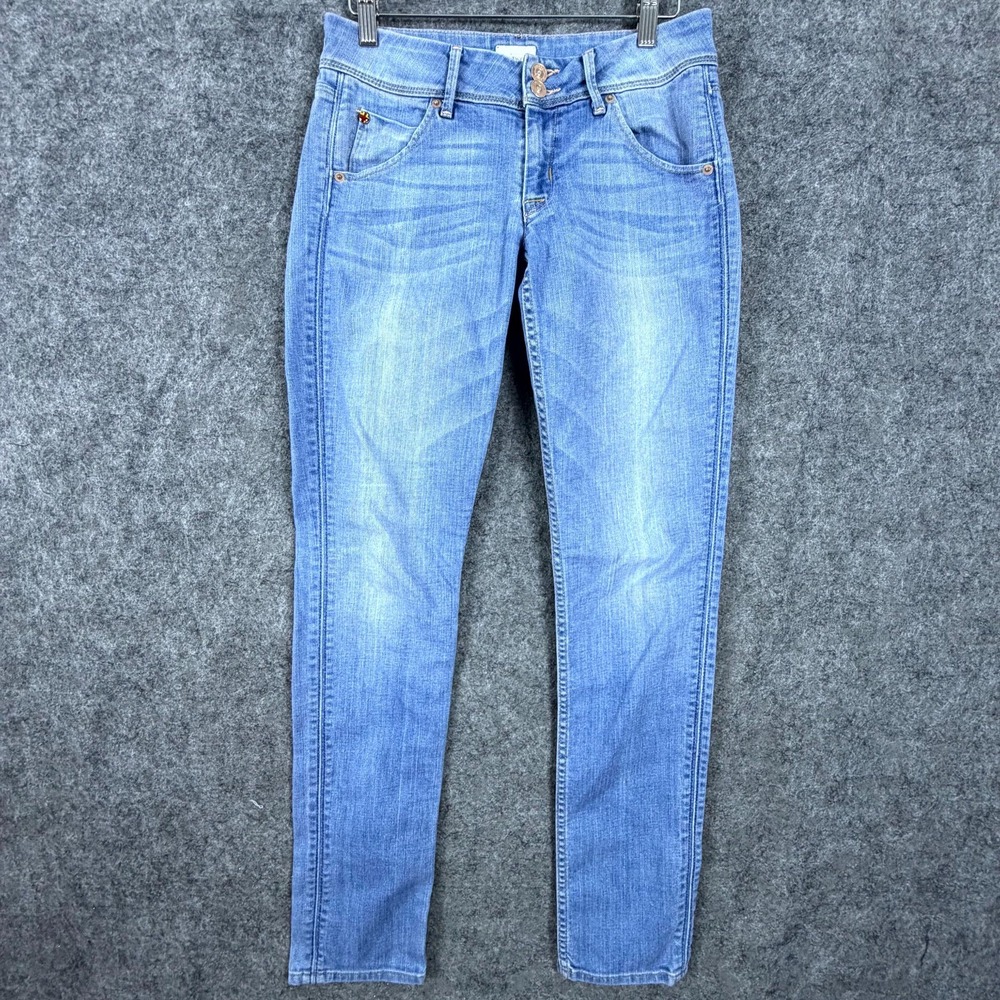Hudson Collin Flap Skinny Jeans Womens 27 Blue Denim Stretch Low Rise Whiskering